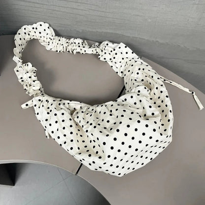 Women Cloud Hobo Bag Large Capacity Polka Dot Shoulder All Matched Vintage Small Tote Party Vacation