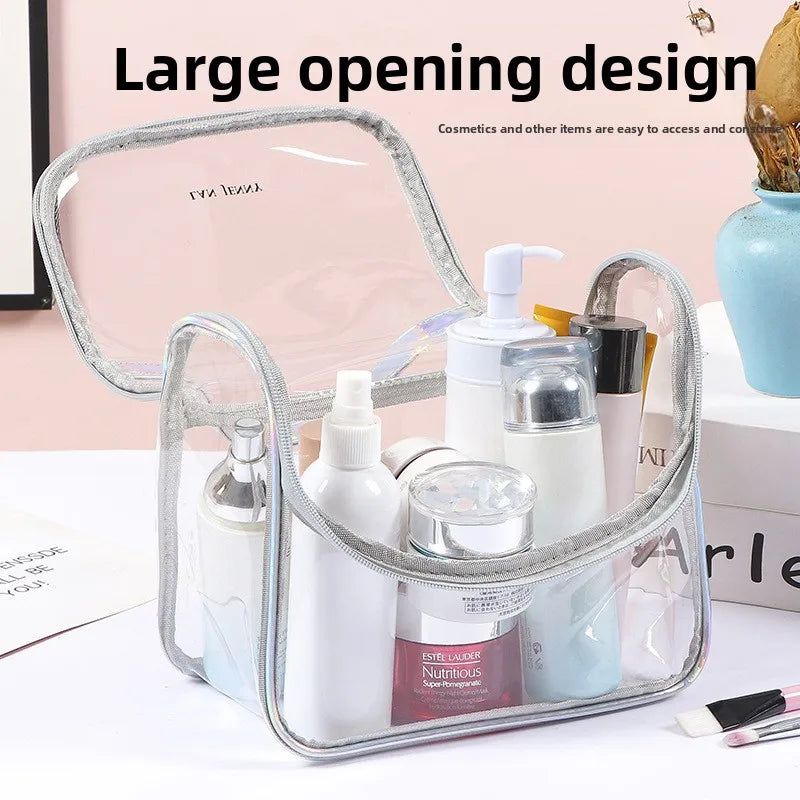 Large Capacity Clear Pvc Cosmetic Bag Waterproof Transparent Toiletry Bag Organizer Top Handle