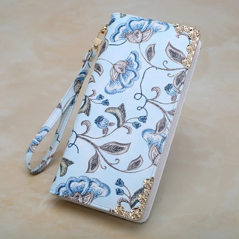 Ladies Wallet Long Floral Zipper Large Capacity Mobile Phone Storage