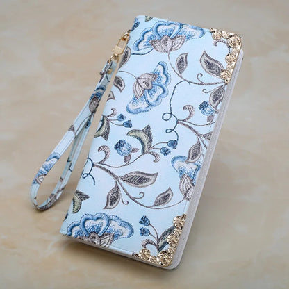 Ladies Wallet Long Floral Zipper Large Capacity Mobile Phone Storage