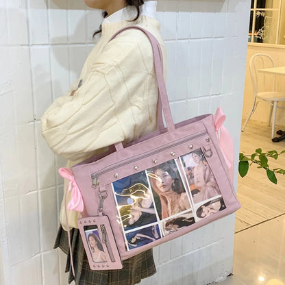 Bow Rivet Bolsos Mujer Underarm Transparent Ita Bag Shoulder Bags Woman Square Sac Femme Teenage