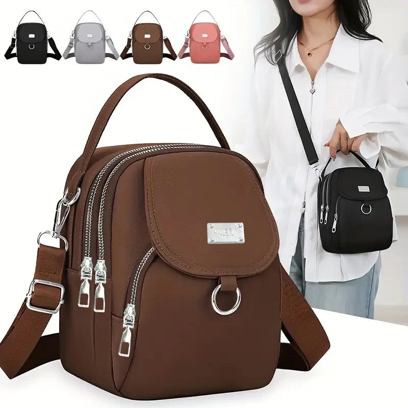 Solid Tone Lightweight Nylon Bag Detachable Wide Shoulder Strap
