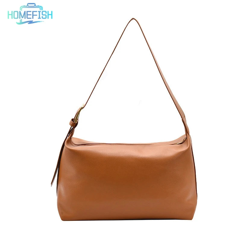 Large Capacity Shoulder Bag Homefish Pu Leather Boston Handbag Women Vintage Pillow Design
