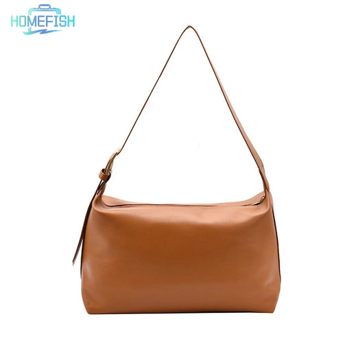 Large Capacity Shoulder Bag Homefish Pu Leather Boston Handbag Women Vintage Pillow Design