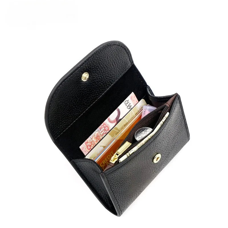 Mini Leather Wallet for Women – Lychee Pattern Card & Coin Clutch
