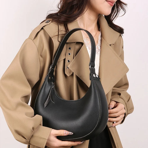 Crescent Shoulder Bag Minimalist PU Leather Hobo Purse