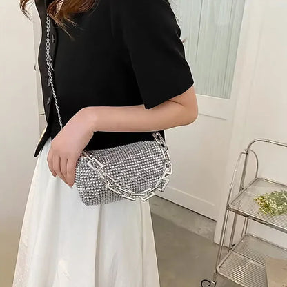 Rhinestone Tote Bag Stylish Sparkling Chain Ball Shoulder Bags