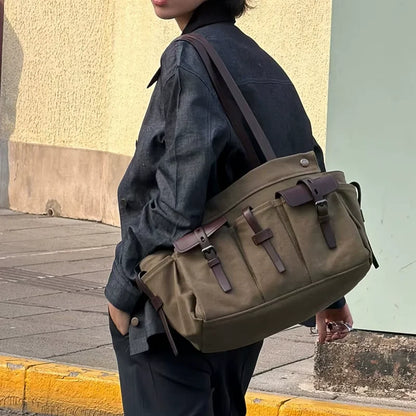 Women Canvas Tote Shoulder Bag Large Capacity Vintage Casual Daily Office Handbag Trend Female Hand