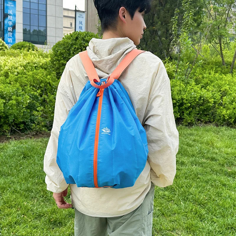 Folding Shoulder Sports Backpack Middle Zipper Outdoor Travel Portable Anti-Spill