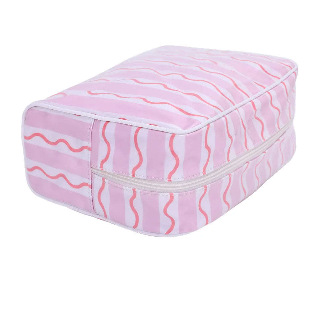 Polyester Pvc Cosmetic Bag Double-Layer Waterproof Storage Color-Printed Portable Makeup Organizer