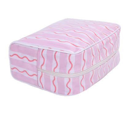 Polyester Pvc Cosmetic Bag Double-Layer Waterproof Storage Color-Printed Portable Makeup Organizer
