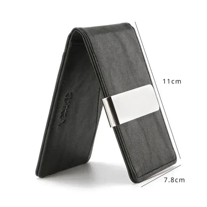 Men S Leather Money Clips Wallet Multifunctional Thin Man Card Purses Women Metal Clamp Cash Holder