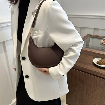 PU Leather Crescent Shoulder Bag for Women