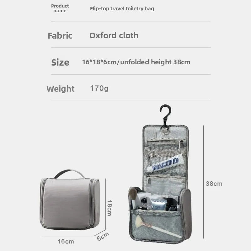 Hanging Travel Toiletry Bag – Waterproof Cosmetic Organizer with Hook