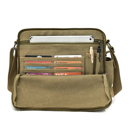 Durable Canvas Men S Multi-Functional Single-Shoulder Bag Casual Large-Capacity Crossbody Bag