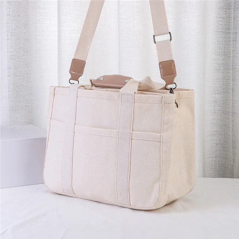 Canvas Tote Bag – Large Capacity Shoulder & Crossbody Handbag