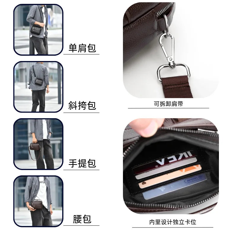 Men S Multi-Functional Crossbody Single-Shoulder Bag Large Capacity Zipper Hand-Held Waterproof