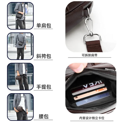 Men S Multi-Functional Crossbody Single-Shoulder Bag Large Capacity Zipper Hand-Held Waterproof