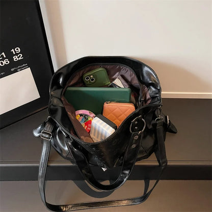 Vintage Print PU Leather Crossbody Bag for Women – Large Capacity Luxury Handbag