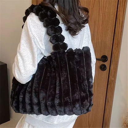 Faux Fur Tote Bag – Soft Plush Women's Handbag