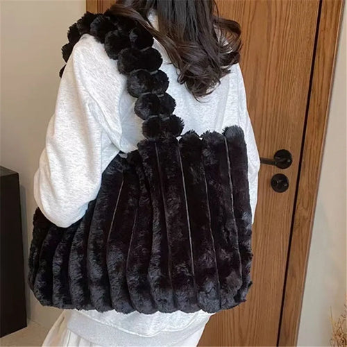 Faux Fur Tote Bag – Soft Plush Women's Handbag