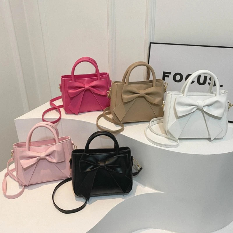 Elegant Bow Handbag Shoulder Crossbody Bag Golden Hardware Detachable Horizontal Strap Stylish Daily