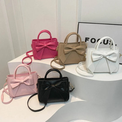 Elegant Bow Handbag Shoulder Crossbody Bag Golden Hardware Detachable Horizontal Strap Stylish Daily