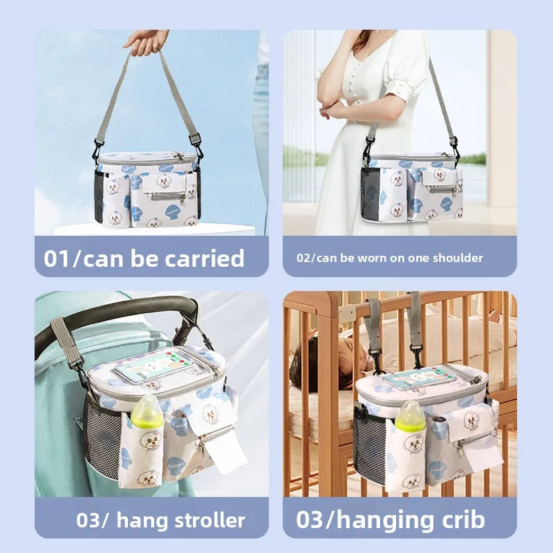 Stroller Organizer Bag with Clear Phone Pocket & Cup Holders