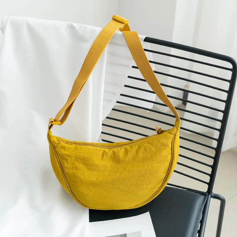 Nylon Crescent Crossbody Bag – Lightweight Women's Shoulder Bag