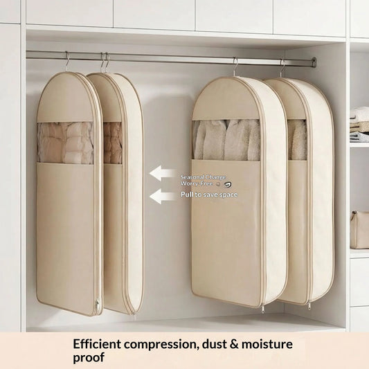 1pc Down Jacket Compressed Dust Cover Clothes Compression Hanging Bag Household Visible Storage