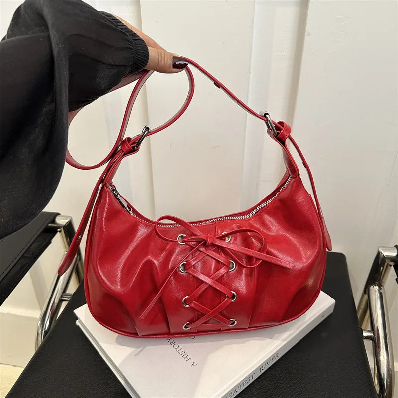 Chic Tied Bow Tie Crescent Design Tote Shoulder Crossbody Bags