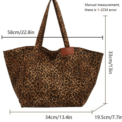 Leopard Print Tote Bag – Lightweight Women's Shoulder Bag