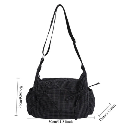 Fashionable Nylon Plaid Texture Crossbody Bag Casual Versatile Small Unique Hobo Luxury Brand