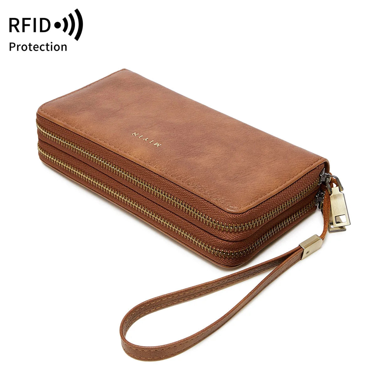 Rfid Anti-Theft Brush Ladies Purse Double Zipper Large Capacity Long Retro Hand