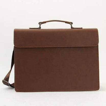13-Inch Laptop Bag Pu Leather Retro Handbag Briefcase Simple Spacious Single-Shoulder Crossbody Bag