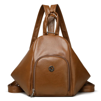 3-in-1 Convertible Leather Backpack – Anti-Theft Women's Daypack