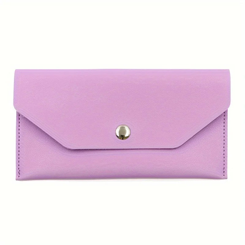 PU Leather Envelope Wallet with Card Holder & Cash Slots