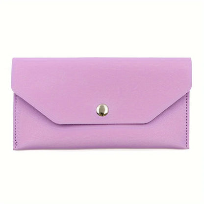 PU Leather Envelope Wallet with Card Holder & Cash Slots