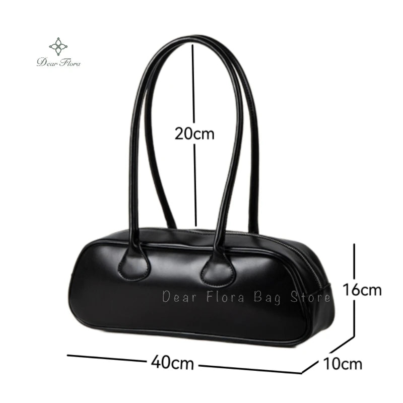 Y2K Vintage PU Zipper Underarm Bag – Retro Luxury Women's Handbag