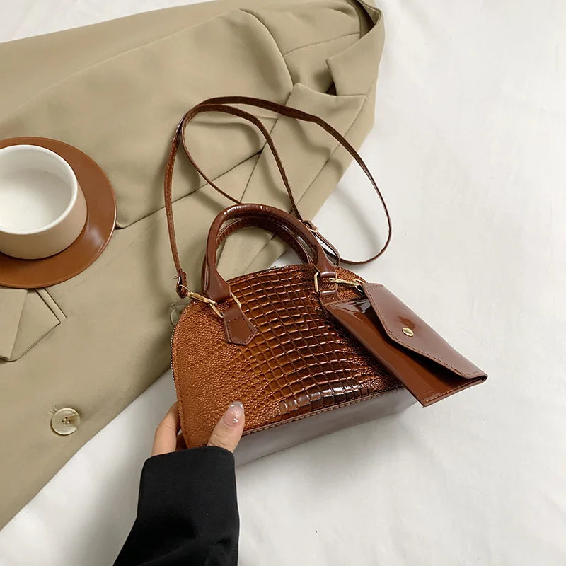 Crocodile Pattern Top Handle Tote Bag for Women