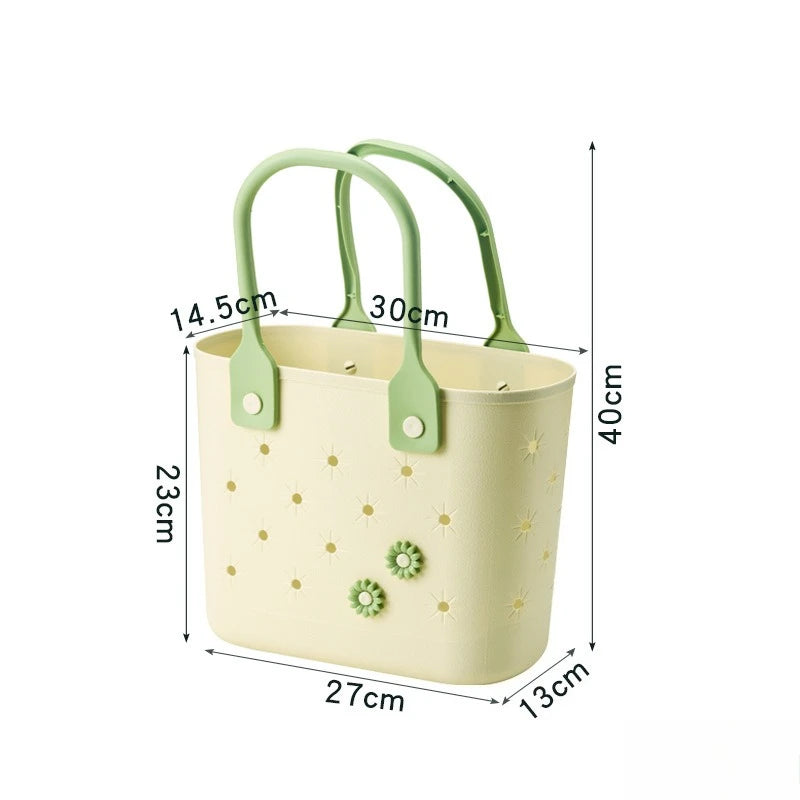 Perforated Beach Handbag – Waterproof Hollow Tote Basket Bag