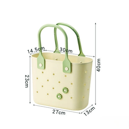 Perforated Beach Handbag – Waterproof Hollow Tote Basket Bag