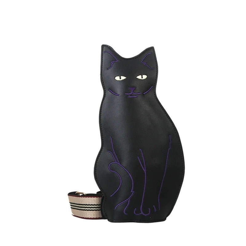 Black Cat Crossbody Bag – Novelty PU Leather Women's Purse