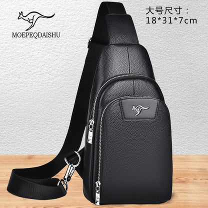 Men S Crossbody Chest Bag Top Layer Cowhide Chest Bag Portable Single Large Capacity Shoulder Chest