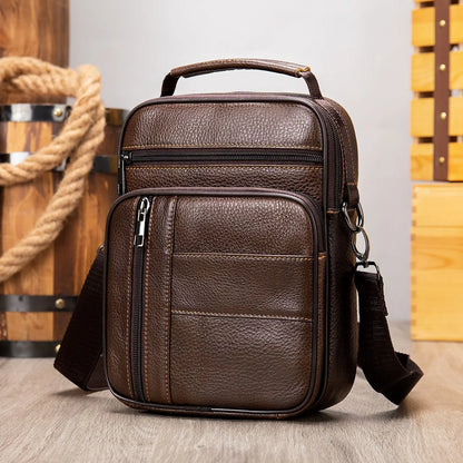 Leather Vertical Cross-Body Shoulder Bag Leisure Business Cowhide Large Capacity Waterproof Satchel
