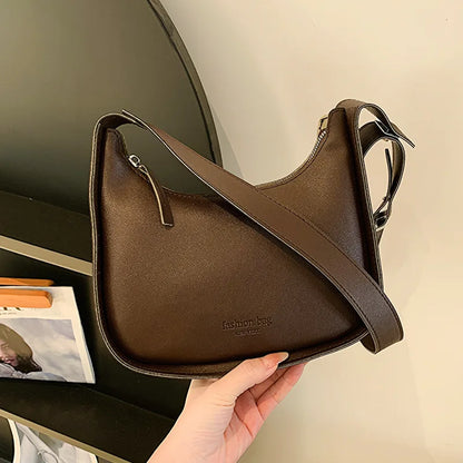 Crescent Crossbody Bag – Retro PU Leather Shoulder Purse for Women