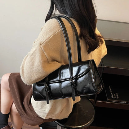 Retro Oil Wax Leather Shoulder Bag for Women