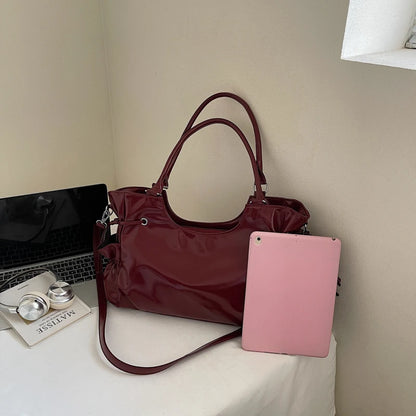 Retro-Styled Grand Smooth Pu Women S Shoulder Bag - Multi-Pocket Large-Capacity Adjustable Strap