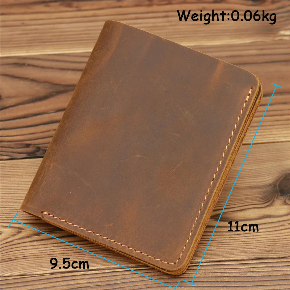 Crazy Horse Leather Man Bag Premium Card Simple Retro Id Driver S License Wallet Bank Bus
