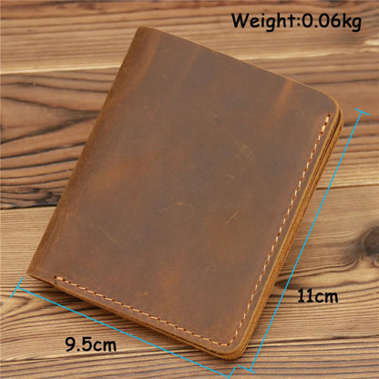 Crazy Horse Leather Man Bag Premium Card Simple Retro Id Driver S License Wallet Bank Bus